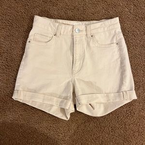 H&M Cream Cuffed Jean Shorts